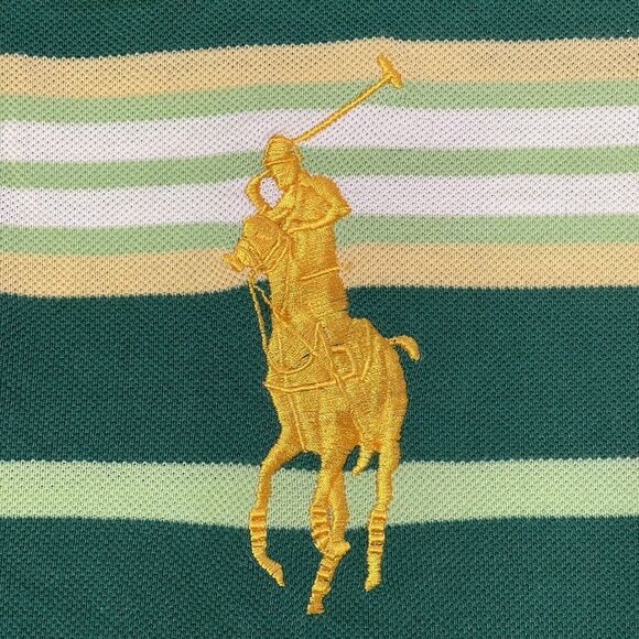 Vtg Polo Ralph Lauren Big Pony Striped Rugby Shirt Full Sleeves USA Made Men 5X - Picture 4 of 11